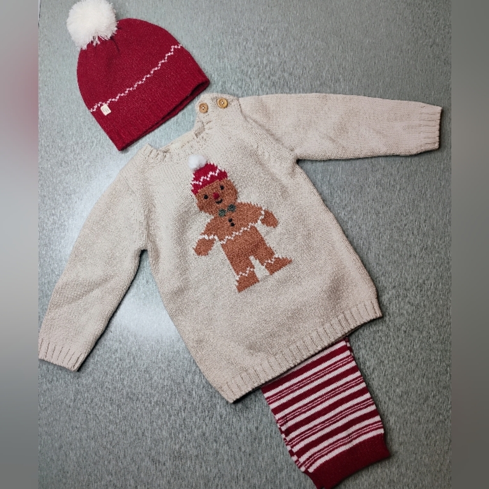 Baby Gingerbread Sweater and Hat Set